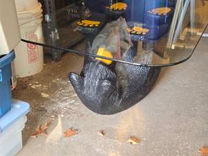 lot 464 image: Black Bear theme Coffee Table with Glass Top