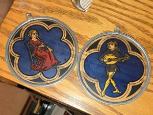 lot 682 image: Lot of (2) Stained Glass Dcor