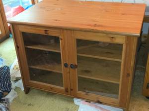 lot 667 image: Wood Cabinet with Glass Doors