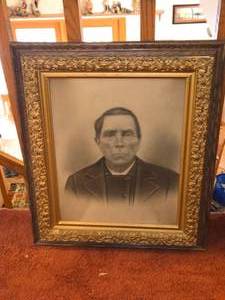 lot 696 image: Vintage Ornate Wood Framed Picture - Man