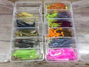 lot 108 image: 2 PLANO Boxes with Variety JigsPlastics - Like New