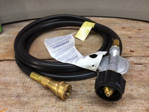 lot 115 image: Like New 12 Ft Propane Hose with Regulator & Quick Connect