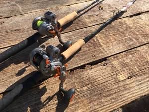 lot 168 image: (2) LIMIT CREEK 5 MedHvy Rods with OKUMA Baitcast Reels