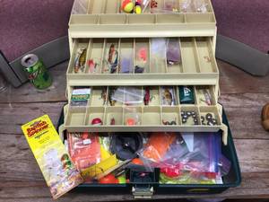 lot 173 image: Large PLANO Tackle Box with Lures - Jigs - Sinkers - Parts