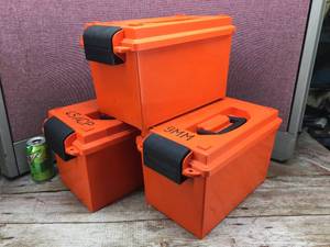 lot 201 image: (3) CASE-GARD Plastic Ammo Cans - Orange