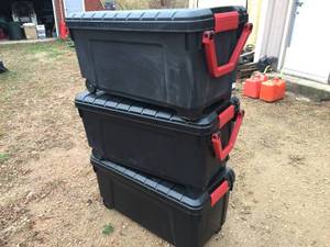 lot 229 image: (3) Larger Heavy Duty Wheeled Totes - Black