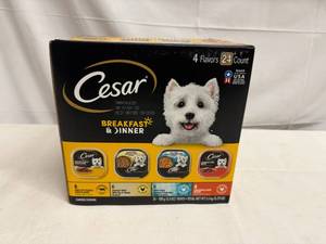 lot 27 image: 24x 3.5oz Cesar Breakfast & Dinner Dog Food