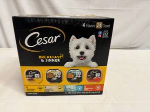 lot 28 image: 24x 3.5oz Cesar Breakfast & Dinner Dog Food