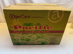 lot 64 image: 10 Boxes of 100 Gloves Size Large Pacific Nitrile Gloves