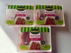 lot 170 image: AA. 3x 1.22lbs JenniO Sweet Italian Turkey Sausage