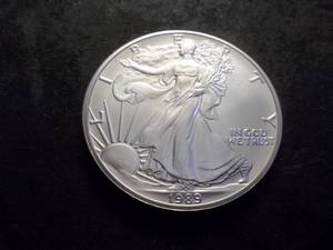lot 27 image: 1989 Silver Eagle One Oz. Fine MS