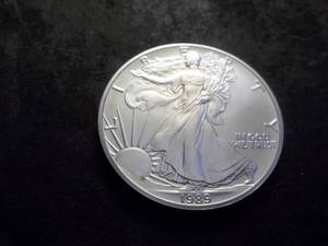 lot 28 image: 1989 Silver Eagle One Oz. Fine MS
