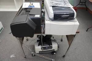 lot 359 image: Rolling Shelf with Printers