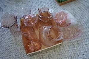 lot 170 image: Assorted Pink Colored Glassware