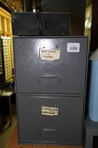 lot 78 image: Cabinet of Drawers - Light Bulbs, Camera Lens Parts