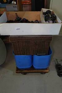 lot 193 image: Assorted Parts - Knobs, Flash Assemblies, Electric Motor, Dolly