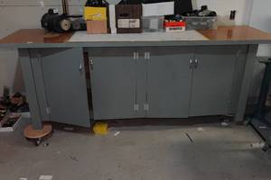 lot 133 image: Work Bench with Cabinets - On Casters