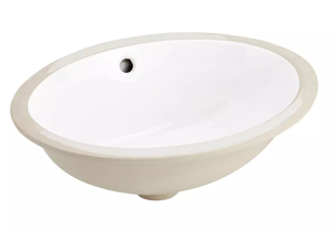 lot 51 image: Signature Hardware 18 Oval Porcelain Undermount Sink, White SH129029WH