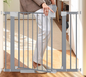 lot 106 image: Cumbor 29.7-40.6 Baby Gate for Stairs, Moms Choice Awards Winner-Dog Gates for Doorways, Pressure Mounted Auto-Close Pet Gates for Dogs Indoor, Safety Child Gate with Easy Walk Thru Door, Gray