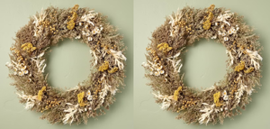 lot 201 image: LOT OF 2 Hearth & Hand With Magnolia 21 Preserved Spring Grass and Flower Wreath - Hearth & Hand