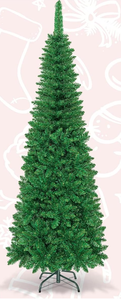 lot 213 image: Goplus 6.5ft Prelit Pencil Christmas Tree, Premium Hinged Fir Tree, with Warm White LED Lights and Solid Metal Stand, Easy Assemble, Ideal Artificial Xmas Tree for Home and Office