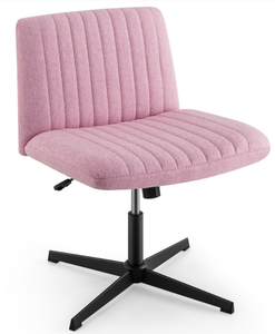 lot 217 image: Giantex Criss Cross Chair, Fabric Cross Legged Office Desk Chair No Wheels (Maybe Missing Hardware)