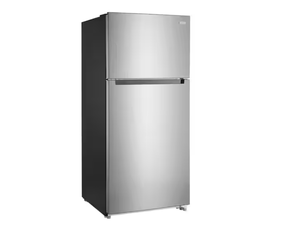 lot 71 image: Vissani 18 cu. ft. Top Freezer Refrigerator in Stainless Steel Look (Transit Damage)