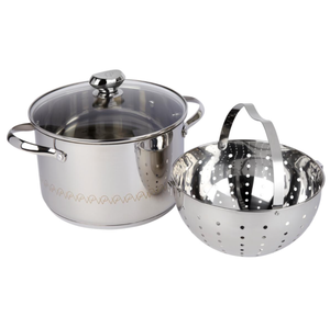 lot 338 image: Wolfgang Puck 3pc 7-Quart Stainless Steel Pasta Pot wSwinging Insert