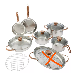 lot 348 image: Wolfgang Puck 13-piece Stainless Steel Cookware Set (MissingBroken Lid For 13 Oval Pan)