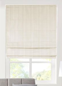 lot 354 image: Madison Park Galen Cordless Roman Shade, 34W x 64H, Sheen Ivory  Room Darkening, Thermal Insulated, Energy Efficient Window Blind with Subtle Sheen Basketweave Fabric for Privacy