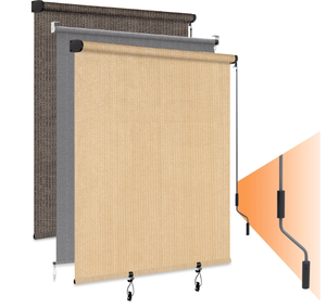 lot 208 image: HOMEDEMO Outdoor Roller Shades for Patio, 6 x 6(WxH) Khaki Roll up Shade for Outside,Sun Roller Shade Cloth Roll Blinds Cordless Waterproof for Porch Gazebo Pergola Balcony Backyard