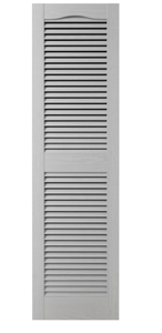 lot 209 image: 14 12W x 43H Mid-America Vinyl, Standard Size Cathedral Top Center Mullion, Open Louver Shutter, wInstallation Shutter-Loks & Matching Screws (Per Pair), 030 - Paintable