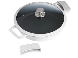 lot 327 image: Kitchen HQ 4.5-Quart Cast Iron Nonstick Braiser White