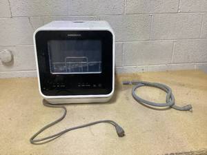 lot 16 image: Farberware FDW05ASBWHA Complete Portable Countertop Dishwasher with 5-Liter Built-in Water Tank, 5 Programs, Baby Care, Glass & Fruit Wash, BlackWhite Original