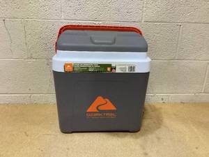 lot 462 image: Ozark Trail 26QT electric Cooler 12V Portable Travel Beach Camping Picnic Insulated Cooler 30 Cans Iceless 24L, Grey