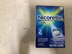 lot 476 image: Nicorette Nicotine Gum Stop Smoking Aid, 2 mg, White Ice Mint Flavor
