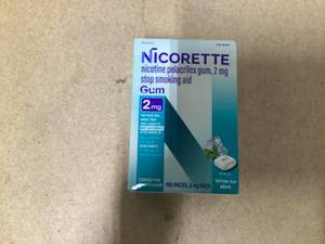 lot 477 image: Nicorette Nicotine Gum Stop Smoking Aid, 2 mg, White Ice Mint Flavor