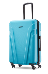 lot 39 image: American Tourister Hardside Checked Spinner Luggage 26 x 17.2 x 12.5 in