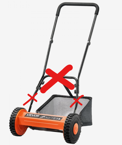 lot 75 image: VEVOR Push Reel Lawn Mower 16 inch, 5 Blades Manual Push Mower No Motor, 0.6-1.75 in Adjustable Cutting Height, Walk-Behind Lawn Mowers with Grass Catcher Bag for Green Lawns, Driveways, Courtyards (USED, Missing Parts or Pieces)