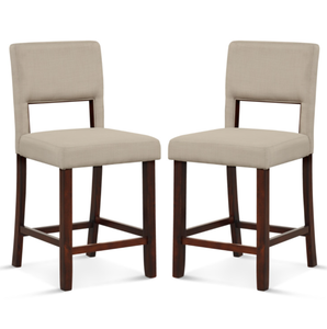 lot 83 image: Costway 2 Piece Bar Chair Set with Hollowed Back and Rubber Wood Legs