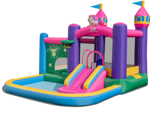 lot 86 image: Costway 6-in-1 Kids Inflatable Bounce House with Slide Jumping Area Ball Pit Pools Castle without Blower