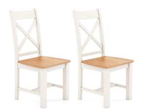 lot 88 image: LOT OF 2 Giantex Wooden Dining Chairs  Farmhouse Kitchen Chairs with High Cross Back, Rubber Wood Frame