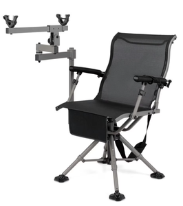 lot 90 image: GVN 360° Swivel Portable Hunting Chair with Adjustable Legs and Armrests-Black (Maybe Missing Hardware)