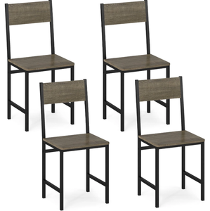 lot 93 image: Costway Set of 4 Dining Chairs with Metal Legs and Slanted Back, Gray