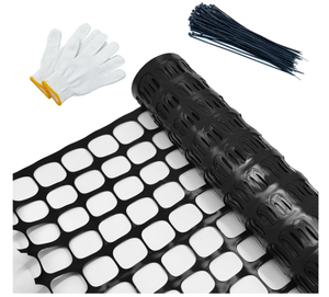 lot 121 image: Fafaland Safety Fence Garden Netting Roll 4 X 100 Feet with Zip Ties, Temporary Reusable Plastic Mesh Fencing Netting for Snow Fence, Animal Barrier, etc. (4 X 100 SW, Black)