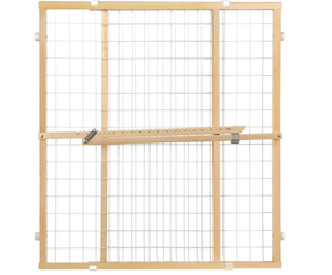 lot 124 image: Toddleroo by North States - Extra-Wide Wire Mesh Wooden Baby Gate Pressure Mounted Baby Gate for Doorways - Adjustable 29.5 to 50 Inches Wide - 31 Inches Tall