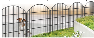 lot 125 image: Metal Garden Fence 28in (H) x 11.7ft (L), 5 Panels  6 Stakes Rustproof Border Fence Animal Barrier for Dog, No Dig Garden Fencing for Yard Flower Bed Patio Outdoor, CTW2828 Black