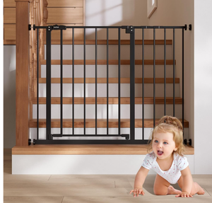 lot 128 image: InnoTruth 29.540.75 Baby Gate for Stairs, 30 Tall Dog Gates for Doorways & Hallways, Safety Gate for Kids & Pets, Pressure-Mounted Walk-Through with Dual Lock & 2-Way Swing, Black