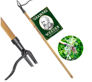 lot 260 image: Grampas Weeder - The Original Stand Up Weed Puller Tool with Long Handle - Made with Real Bamboo & 4-Claw Steel Head Design - Easily Remove Weeds Without Bending, Pulling, or Kneeling