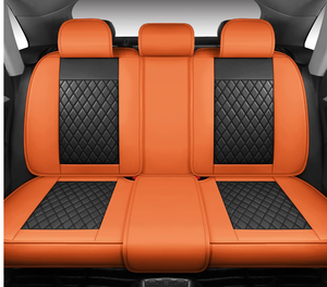 lot 266 image: Csidy01 Leather car seat Covers Universal Type Comfortable Smooth and Easy to Scrub, Suitable for Most Cars SUV Pickup Trucks (Black and Orange) (Maybe Missing Parts or Pieces)